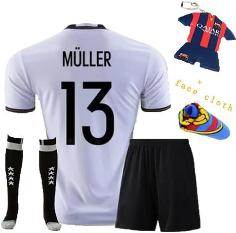 Soccer Kids Football Soccer Germany Kids #13 MULLER Home Jersey & Shorts & Socks & KEY CHAIN Kids Youth Sizes (5-6 years)