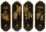discontinued 2011 Jan - 36" Curved Chinese Lacquer Wall Plaques (Set of 4) - Lady Generals