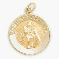 14 Karat High Polish Religious First Holy Communion Medallion