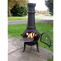 LARGE 120CM OXFORD BLACK CAST IRON/STEEL CHIMINEA BBQ WITH SWING OUT GRILL