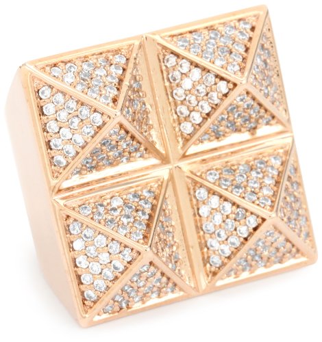 nOir Tapers and Spikes Rose Gold Pave 4 Pyramid Ring, Size 7