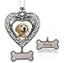 Pet Memorial Photo Ornament - Heart Shaped Ornament with Hanging Dog Bone Charm - Charm Is Engraveable (Engraving Not Furnished By Seller) - Adorned with Filigree and Shiny Crystals - Pet Ornament - Pet Sympathy Gift - Dog Memorial - Loss of a Dog