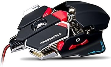 Emarth 4800 DPI Wired Gaming Mouse, Optical USB Mice with Programmable 10 Buttons + Ergonomic Design + Aluminium Base, for PC MAC (Black)