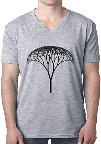 Fractal Canopy Men's Soft V Neck Tee Shirts Grey