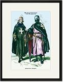 Black Framed/Matted Print 17x23, German Costumes: Hospitaller Knights