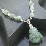 Good Luck Talisman 18Kgp & Swarovski Burma Jade Buddha Necklace