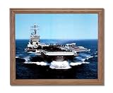USS Harry Truman Aircraft Carrier Naval Ship Military Wall Picture Oak Framed Art Print