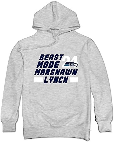 SHJQ Men's Hoodie Beast Mode Marshawn Lynch Seattle Seahawks Ash Size M