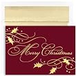 Merry Christmas On Burgundy Christmas Cards -