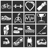 51SbJJiYDBL. SL160  Health and Fitness: Health and Fitness Icons   18"H x 18"W   Peel and Stick Wall Decal by Wallmonkeys