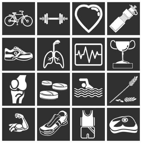 51SbJJiYDBL Health and Fitness: Health and Fitness Icons   18"H x 18"W   Peel and Stick Wall Decal by Wallmonkeys