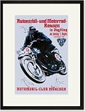 Black Framed/Matted Print 17x23, Automobile and Motorcycle Race - Munich