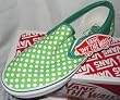 Van's Green and White Polka Dot Slip on Skater Shoes