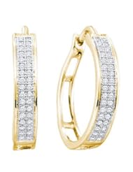 10KT Yellow Gold 0.20 CTW Diamond Fashion Hoops