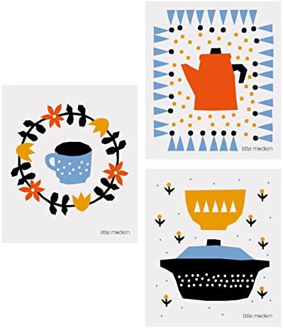 Swedish Dishcloth Eco-friendly Set of 3: Kettle, Cup, Bowls