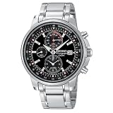Seiko Mens Alarm Chronograph Silver-Tone Watch #SNAA61 by Seiko