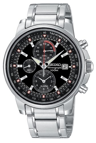 Seiko Men's SNAA61 Alarm Chronograph Silver-Tone Watch