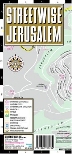 City Travel Guides Discounted  Books : Streetwise Jerusalem Map - Laminated Center City Street Map of Jerusalem, Israel - Folding pocket size travel map (Streetwise (Streetwise Maps))