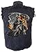 Leather Supreme Men's Grim Reaper Flames Denim Sleeveless Cutoff Biker Shirt
