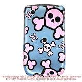 Blue with Multi Animated Pink Skull Snap on Hard Skin Phone Shield Cover Case for Blackberry Curve 8520 8530