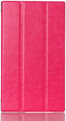 Visotre (6 Colors) Lenovo Tab 2 A7-10F Case - Premium PU Leather Tablet Case Cover for Lenovo Tab 2 A7-10F, 3 Fold Crazy Horse Pattern with Multi-Angle Stand(Rose Red)