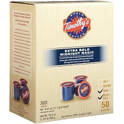 Timothy's World Coffee, Midnight Magic K-Cups for Keurig Brewers, 50-Count K-Cups