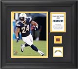 Ryan Mathews Framed 8x10 Photograph | Details: San Diego Chargers, with Game Used Football Piece and Descriptive Plate
