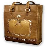 Light Brown Distressed Hair on Hide Leather 'Sparklin' Spurs' Tote 3-compartments
