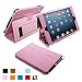 Snugg iPad Mini Pink Leather Case Cover and Flip Stand with Elastic Hand Strap and Premium Nubuck Fibre Interior – Automatically Wakes and Puts the iPad Mini to Sleep