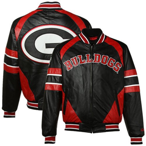 Georgia Bulldogs Black Elite Full Zip Leather Jacket (Medium)