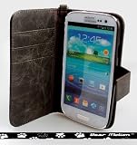 Bear Motion (TM) Luxury 100% Genuine Top Layer Buffalo Hide Vintage Leather Case for Samsung Galaxy S3 / SIII / I9300 - (Vintage Brown)