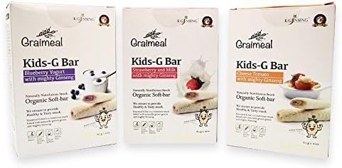 Graimeal Organic Kids-G Bar Strawberry and Milk with Ginseng, 0.25 oz Rolls, 10-Count