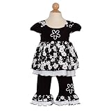 Rare Editions Newborn Girls Cute Black Ruffle Volume Top Outfit 9M
