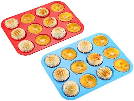 2 Pack - Silicone Cake Pan - Voljee Cupcake Molds - "Non - Stick &amp; Dishwasher &amp; Microwave Safe &amp; Easy to Clean"