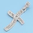 Sterling Silver and Marcasite Pendant - Curved Cross - 30mm Height