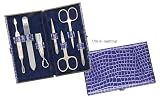 3 Swords - 7 Piece Manicure & Pedicure Case, made of high quality Croco Leather imitation, Grade: Made in Solingen