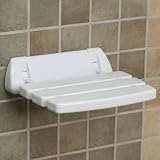 Wall Mount Folding Shower Seat with Rounded Bracket - White