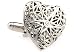 Silver Ornate Heart Locket Cufflinks Cuff Links