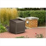 Suncast SSW1200 Mocha Resin Wicker 22-Gallon Storage Seat