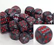 Velvet 12mm d6 Black/red Pipped Dice