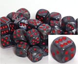Velvet 12mm d6 Black/red Pipped Dice