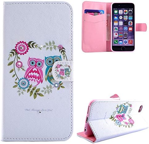 iPhone 6 plus Case, Lundan Fresh Series Magnetic Bling Diamond Rhinestone PU Leather Wallet Case Flip Cover for iPhone 6 plus, with Card Slots and Stand Function, Owl