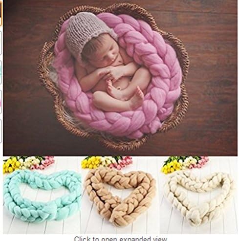 Luckcart Baby Infant 327cm Long Wool Blend Carpet New Born Basket Stuffer PhotographyLuckcart Baby Infant 327cm Long Wool Blend Carpet New Born Basket Stuffer Photography (Gray)