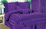 7 PC LUXURY SUPER SET, Solid PURPLE Corduroy SUEDE Overfilled COMFORTER SET ....