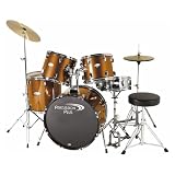 Percussion Plus Deluxe Beginner 5 - Piece Drum Set w / Cymbals and Throne - Metallic Bronze - B001L8II9A