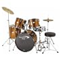 Percussion Plus Deluxe Beginner 5-Piece Drum Set w/ Cymbals and Throne - Metallic Bronze
