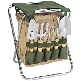 Picnic Time Gardener Seat with 5 Piece Garden Tool Kit Picnic Supplies