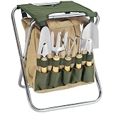 51ScWDUhdJL. SL160  Picnic Time Gardener Seat with 5 Piece Garden Tool Kit Picnic Supplies, Green