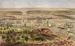 Battery Bird's-Eye View, Port of New York - Currier & Ives Lithograph, 1892 - 16" x 20" - Fine-Art Gicl??e Photographic Print of an Image from the Library of Congress Collection
