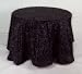 Pack of 2 Fuzzy Black Decorative Round Fabric Tablecloths 96"